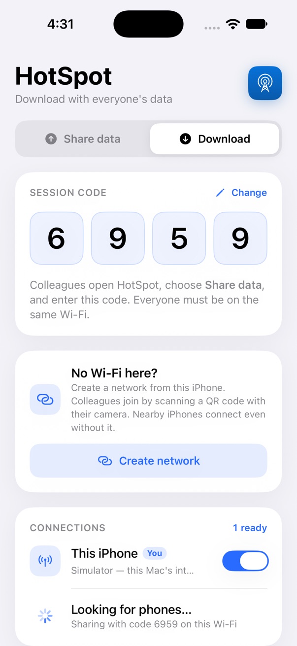 Session code and connections